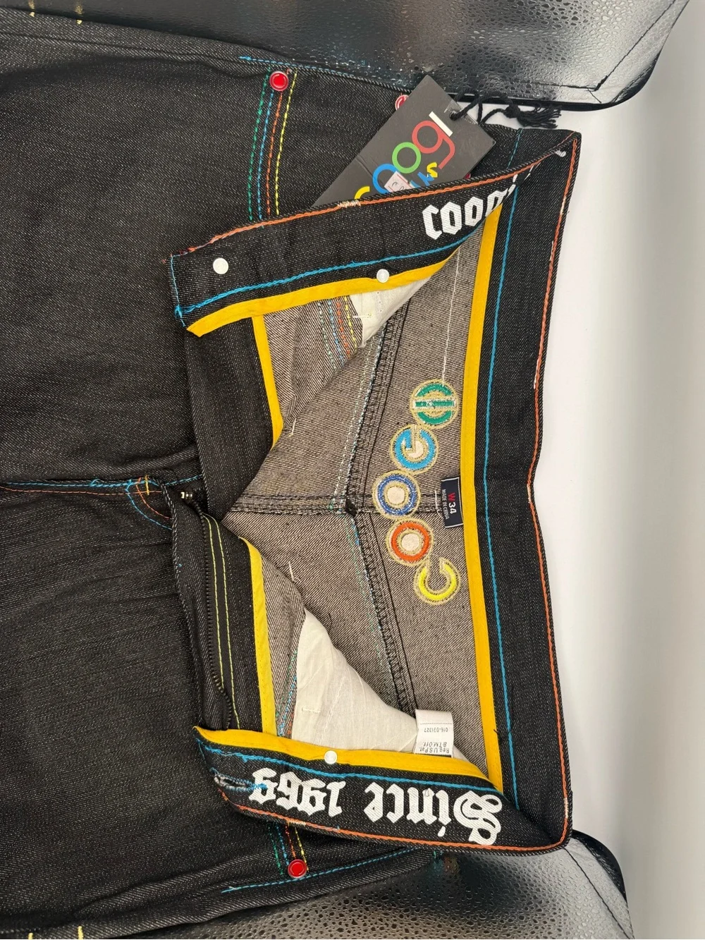 NWT Vintage COOGI Baggy Hip Hop Denim Shorts Dagger Snake Embroidery 34